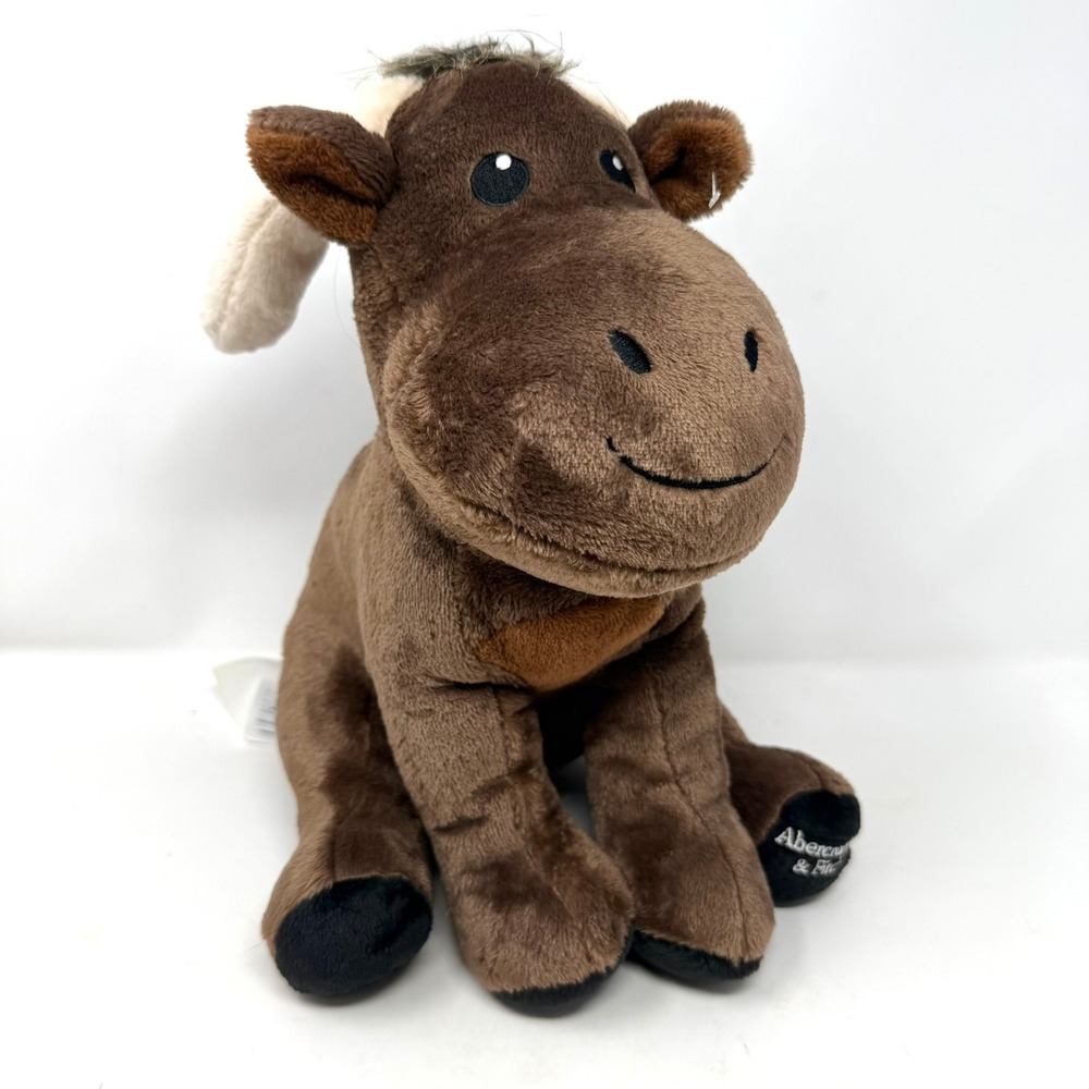 Abercrombie & Fitch Moose‎ Plush Stuffed Animal Mascot Brown ~13 Inch 2019 Logo